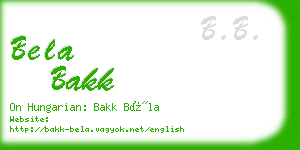 bela bakk business card